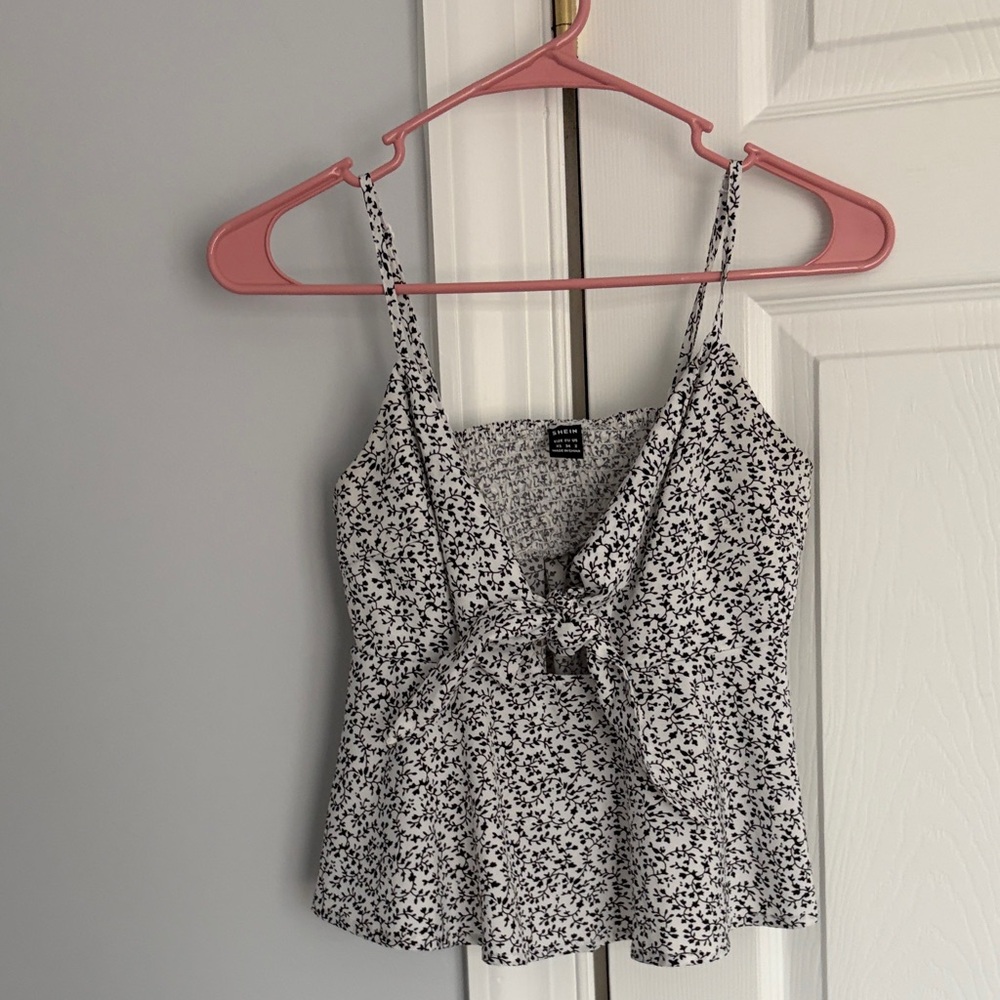SHEIN Black and White Floral Camisole